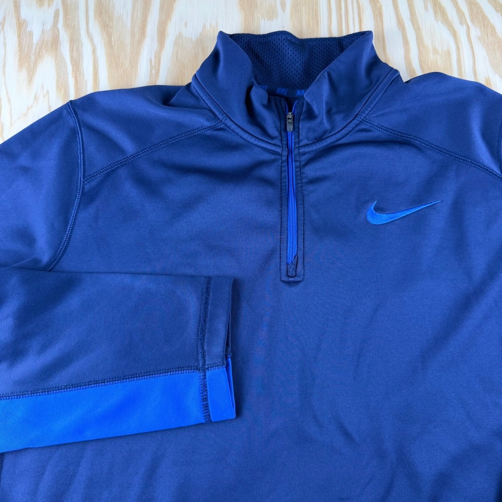Nike Therma-FIT Mens Quarter Zip Pullover Blue Training Top 645383-410 Large